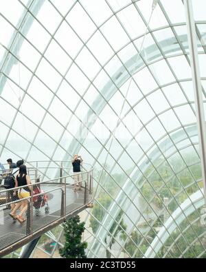 Interior view. Cooled Conservatories, Gardens by the Bay, Singapore, Singapore. Architect: Wilkinson Eyre Architects, 2011. Stock Photo