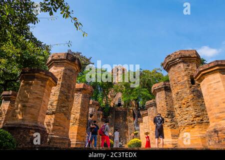 Pillars, Thap Po Nagar, Po Nagar towers, Vinh Tho district, Nha Trang, Vietnam, Asia Stock Photo