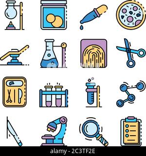 Forensic laboratory icons set vector flat Stock Vector
