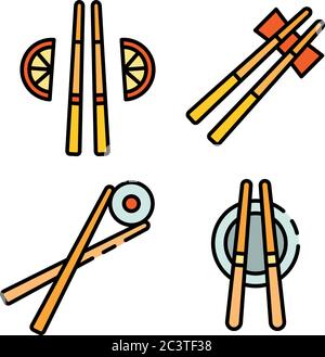 Chopsticks icons set vector flat Stock Vector