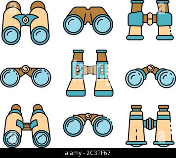 Binoculars icons set vector flat Stock Vector