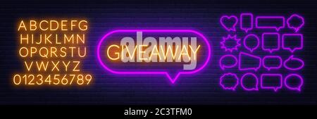 Neon sign giveaway. Stock Vector