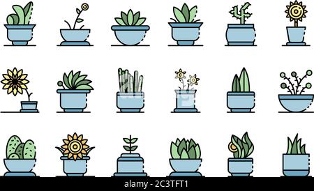 Houseplants icons set vector flat Stock Vector