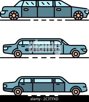 Limousine icons set vector flat Stock Vector