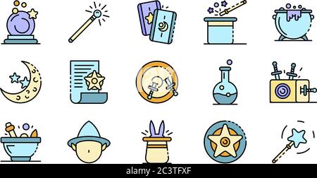 Wizard tools icons set vector flat Stock Vector