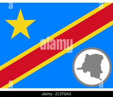 Silhouette flag map of the Democratic Republic of the Congo isolated ...