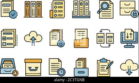Archive icons set vector flat Stock Vector