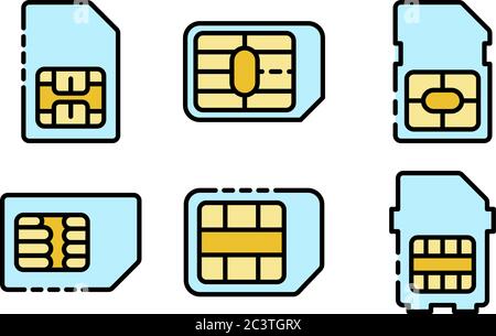 Sim phone card icons set vector flat Stock Vector