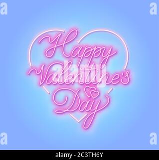 Happy Valentine s day neon sign. Stock Vector