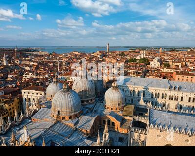Aerial view of Venice with St Mark's Basilica and Doge's Palace. Venice, Italy Stock Photo