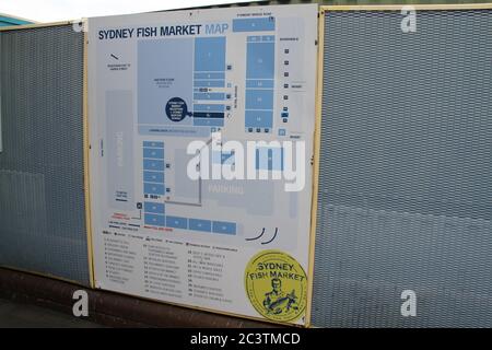 Sydney Fish Market Map A Conveniently Placed Map Of The Sydney Fish Markets In Pyrmont That  Visitors Can See As They Arrive From The Direction Of The Light Rail Stop  Stock Photo - Alamy