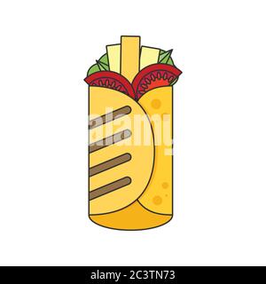 Flat design burrito icon. Stock Vector