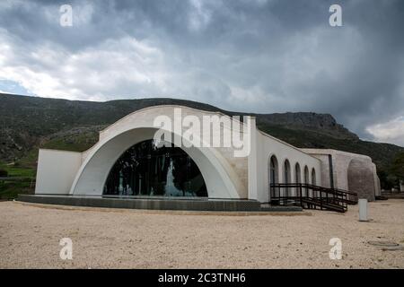 The Magdala Spirituality center [that houses a replica of Jesus' boat], Magdala (Mejdel) - current day Migdal. On the Sea of Galilee, Israel  It is be Stock Photo