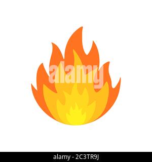 vector illustration of burning bonfire with wood on white background Stock Vector