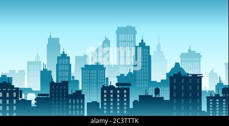 Vector of a cityscape background in the downtown with blue sky Stock Vector
