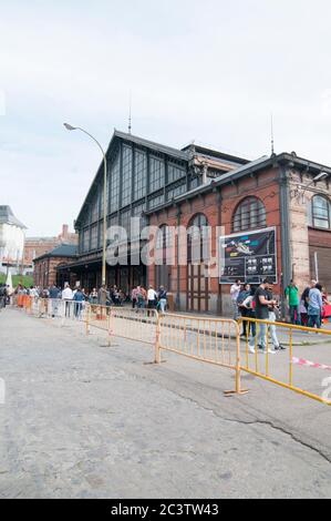 Madrid-Delicias railway station. Now the house of the Museo del Ferrocarril (Railway Museum) in Madrid, Spain Stock Photo