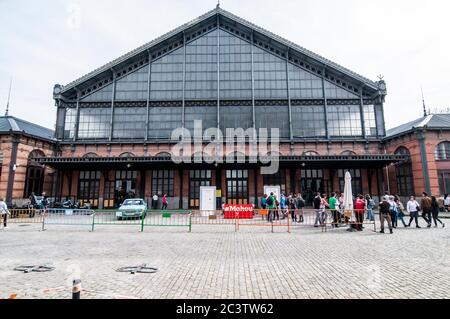 Madrid-Delicias railway station. Now the house of the Museo del Ferrocarril (Railway Museum) in Madrid, Spain Stock Photo