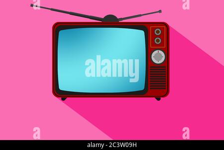 Pink television icon isolated on white, 3D rendering Stock Photo