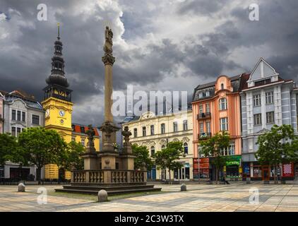 Masaryk Square in the Czech Town of Ostrava Stock Photo