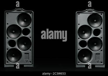 Audio system stereo column on dark background Stock Photo