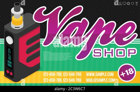 Vape vector illustration. Banner for web or print. Stock Vector