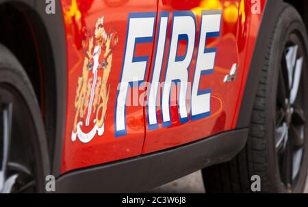 Dorset Fire and Rescue Service BMW Mini Countryman instant response vehicle. Stock Photo