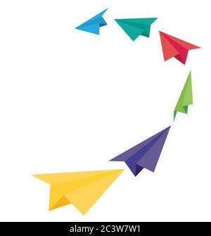 Paper plane flat icons on simple color square backgrounds Stock Vector ...