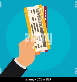 Hand Holding Passport Ticket Boarding Pass Travel Document Stock Vector ...