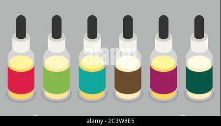 Vector isometric e-liquid bottle for vaping Stock Vector
