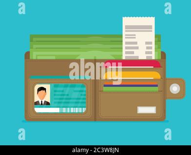Wallet open in flat style Stock Vector