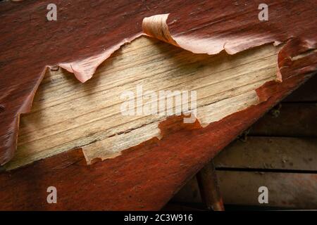 The paint on the wicker basket, close-up Stock Photo
