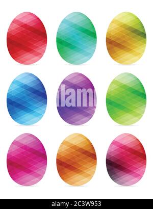 Set of Easter eggs with different texture on a white background Stock Vector
