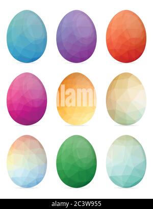 Set of Easter eggs with different texture on a white background Stock Vector