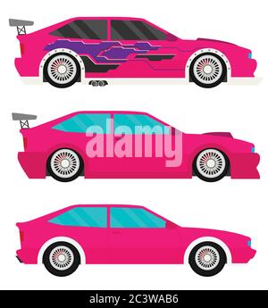 Flat racing car vector set. Eps 10 Stock Vector