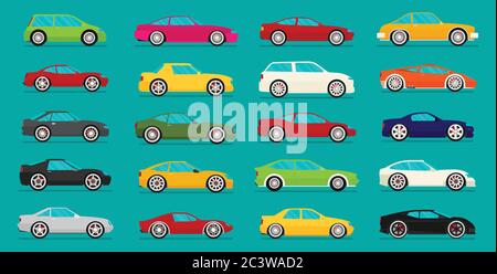 Flat racing car vector set. Eps 10 Stock Vector