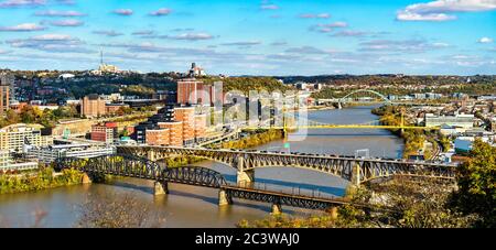 Bridges across the Monongahela River in Pittsburgh, Pennsylvania Stock Photo