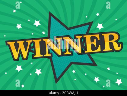 Comic star, Winner, Vector illustration Stock Vector