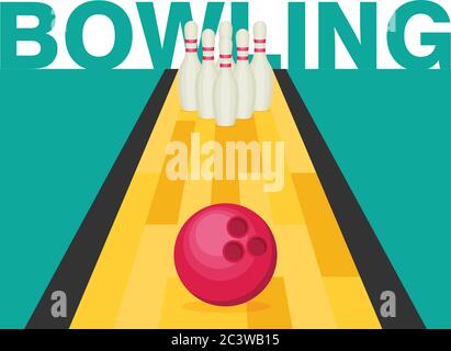 Bowling ball and pins Stock Vector