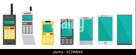 Cell phone evolution illustration. Flat vector. Stock Vector