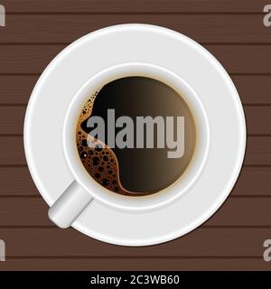 Cup of coffee. Top view. Vector. Stock Vector
