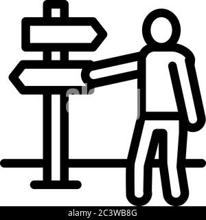 human direction pillar icon vector outline illustration Stock Vector