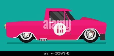 Vector Hotrod flat. Old school race car. Stock Vector
