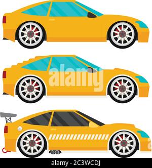 Flat racing car vector set. Eps 10 Stock Vector