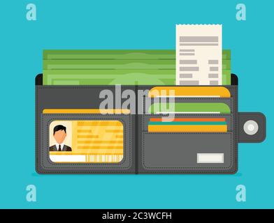 Wallet open in flat style Stock Vector