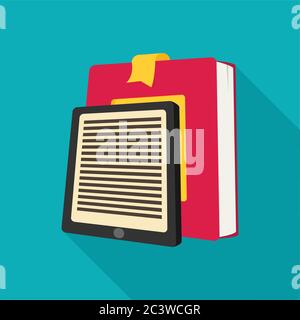 E-book reader and modern education by technology - vector flatstyle Stock Vector