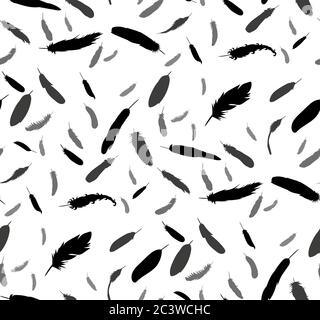 pattern, with silhouette of bird feathers Stock Vector