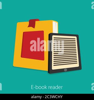 E-book reader and modern education by technology - vector flatstyle Stock Vector