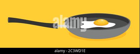 Fried egg in a frying pan isolated Stock Vector