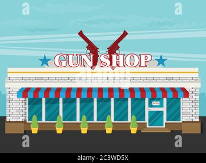 Facade of gun shop flat vector Stock Vector Image & Art - Alamy
