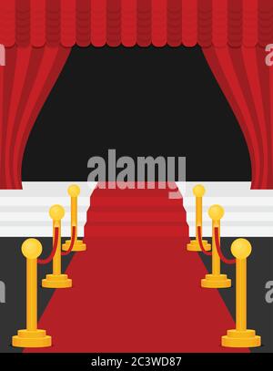 A stage with a red carpet illustration. Flat vector. Stock Vector